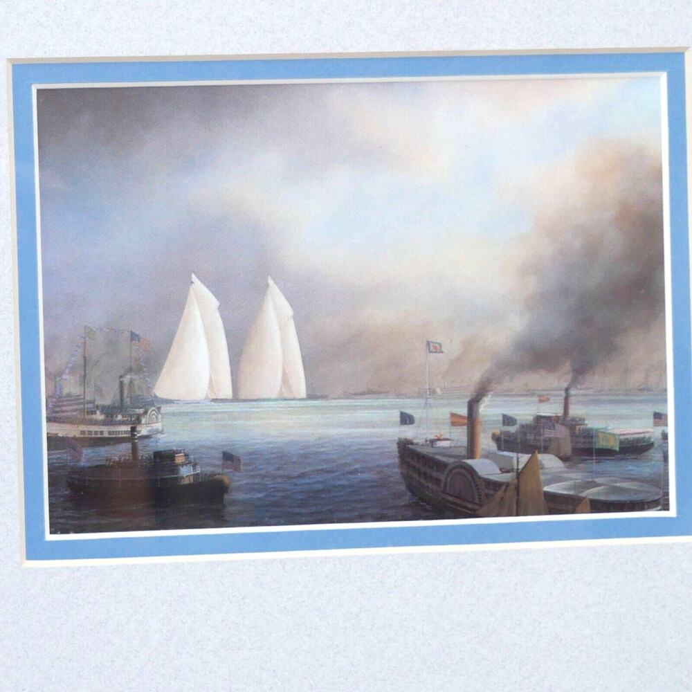 Thompson Nautical Print 5 x 7 Sail and Steam Ships 1800's 13.5 x 15.5 Framed